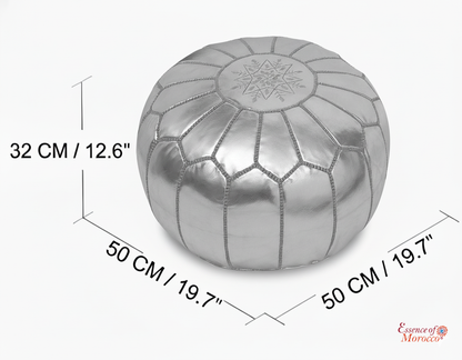 Moroccan Pouffe Pouf Ottoman Footstool Silver Grey Faux Leather COVER ONLY or STUFFED