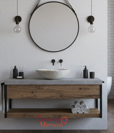 Moroccan Sink Washbasin Wash Basin Marble Stone Hand Carved Free Waste 40 cm (MS9)