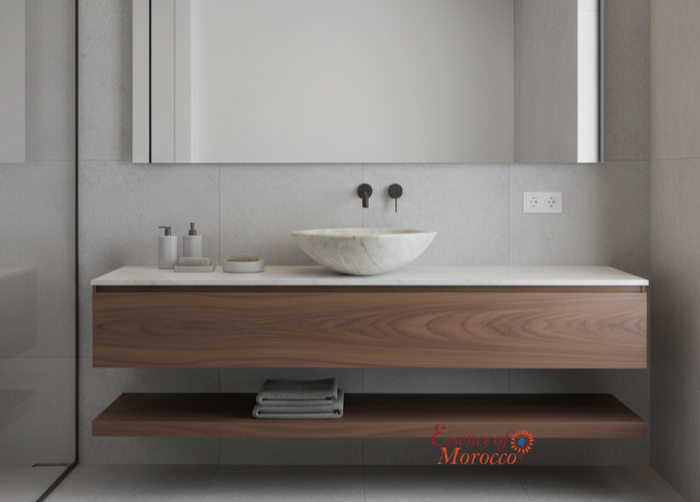 Moroccan Sink Washbasin Wash Basin Marble Stone Hand Carved Free Waste 40 cm (MS9)