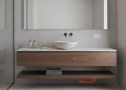 Moroccan Sink Washbasin Wash Basin Marble Stone Hand Carved Free Waste 40 cm (MS9)