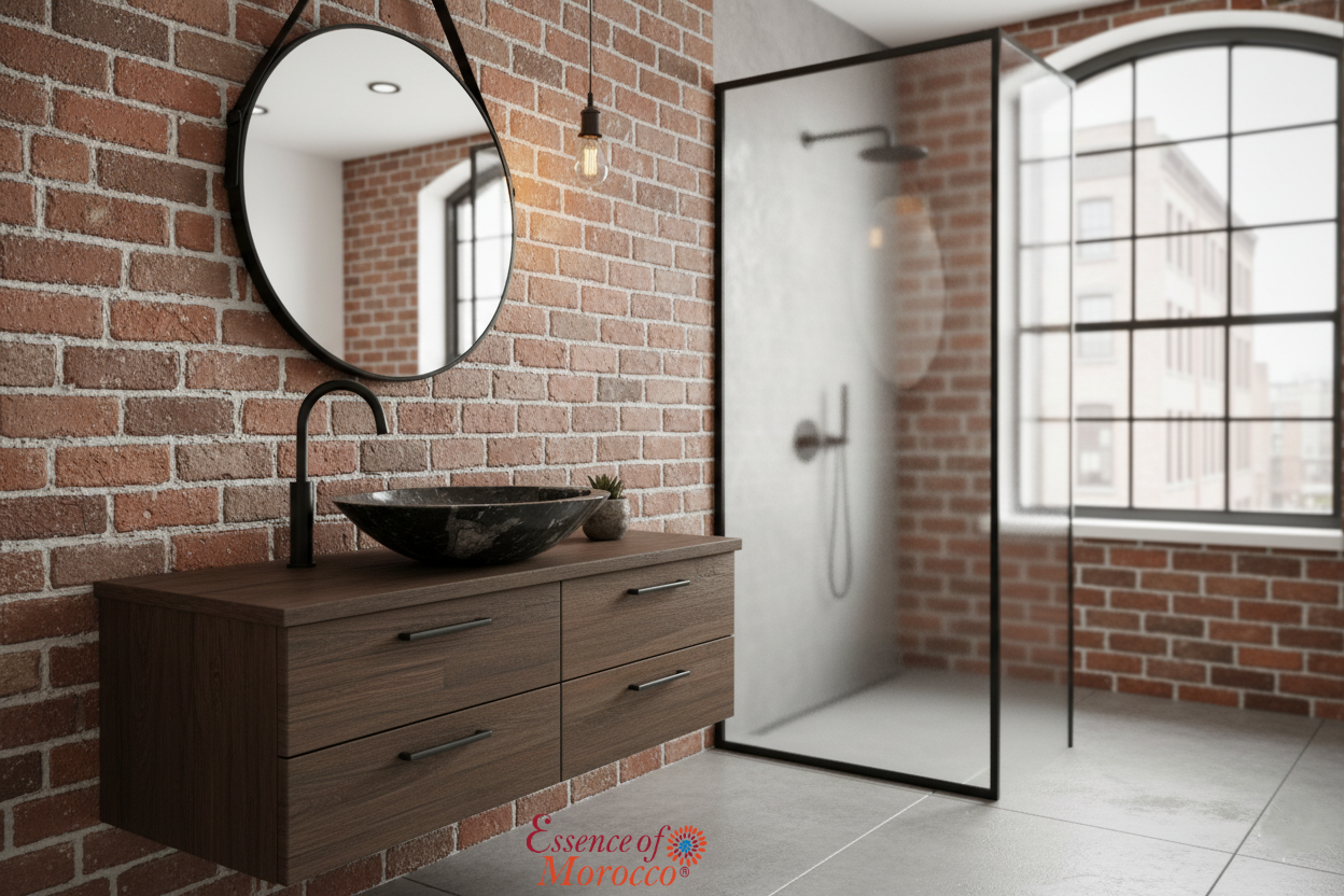 Moroccan Sink Washbasin Wash Basin Fossilised Marble Stone Black Hand Carved Free Waste 40 cm (SW843)