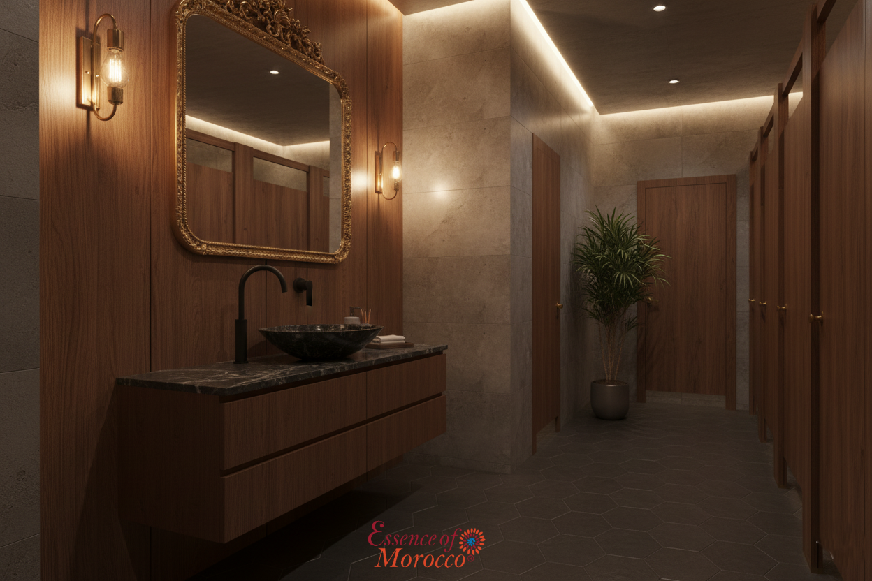 Moroccan Sink Washbasin Wash Basin Fossilised Marble Stone Black Hand Carved Free Waste 40 cm (SW843)