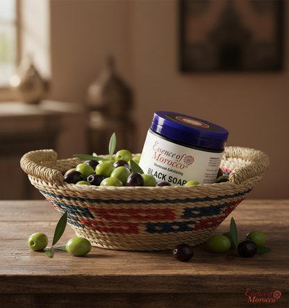 Moroccan Exfoliating Black Soap with Eucalyptus Essential Oil and Olive Oil Beldi Hammam Spa Scrub 200g / 7 OZ Natural Skin Exfoliation