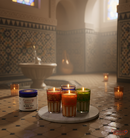 Moroccan Exfoliating Black Soap with Eucalyptus Essential Oil and Olive Oil Beldi Hammam Spa Scrub 200g / 7 OZ Natural Skin Exfoliation