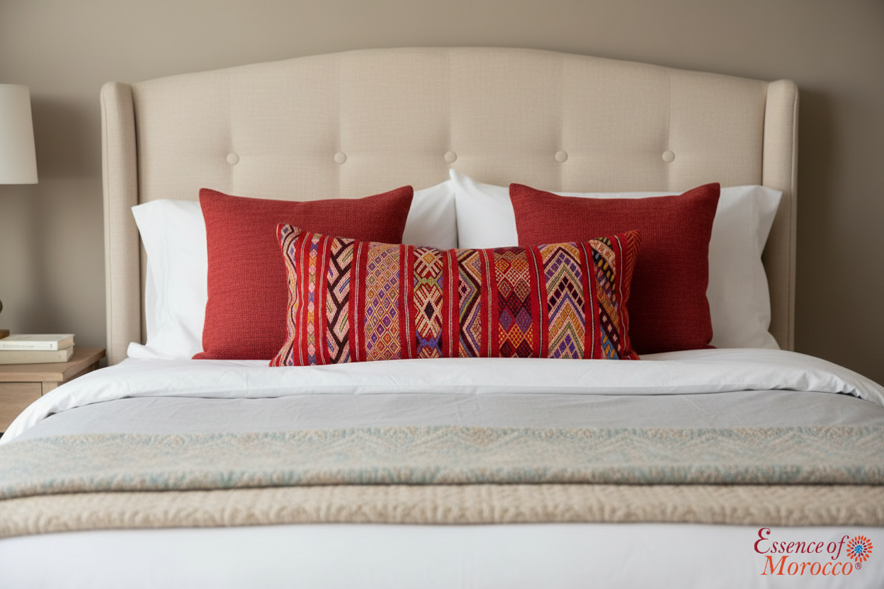 Moroccan Vintage Kilim Cushion Cover – Handmade Wool Boho Pillow (95x42cm) KC1