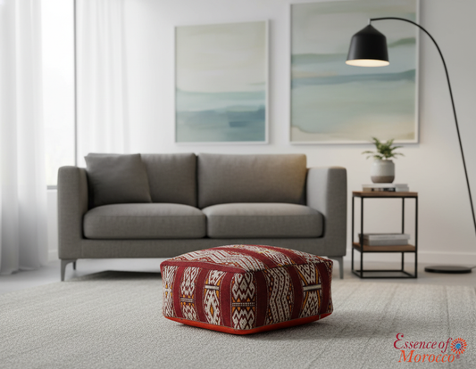 Moroccan Kilim Pouffe Pouf Footstool COVER ONLY or STUFFED XL 60x60x25cm 24x24x10 inches (KP309)