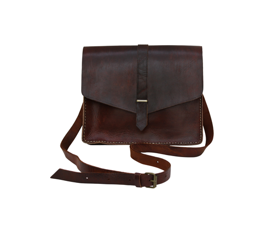 Moroccan Leather Bag Crossbody Satchel, Vintage Brown Tan Real Morocco Leather Shoulder Bag, Handmade Adjustable Strap  (MLB2)