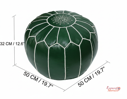 Moroccan Green White Pouffe Pouf Ottoman Footstool COVER ONLY or STUFFED Real Leather