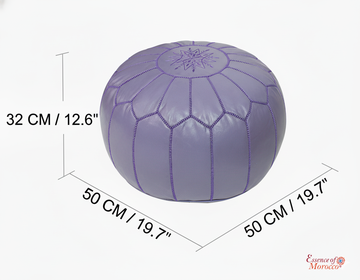 Moroccan Pouffe Pouf Ottoman Footstool Lilac Real Leather COVER ONLY or STUFFED