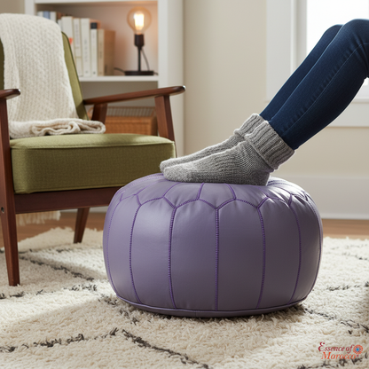 Moroccan Pouffe Pouf Ottoman Footstool Lilac Real Leather COVER ONLY or STUFFED