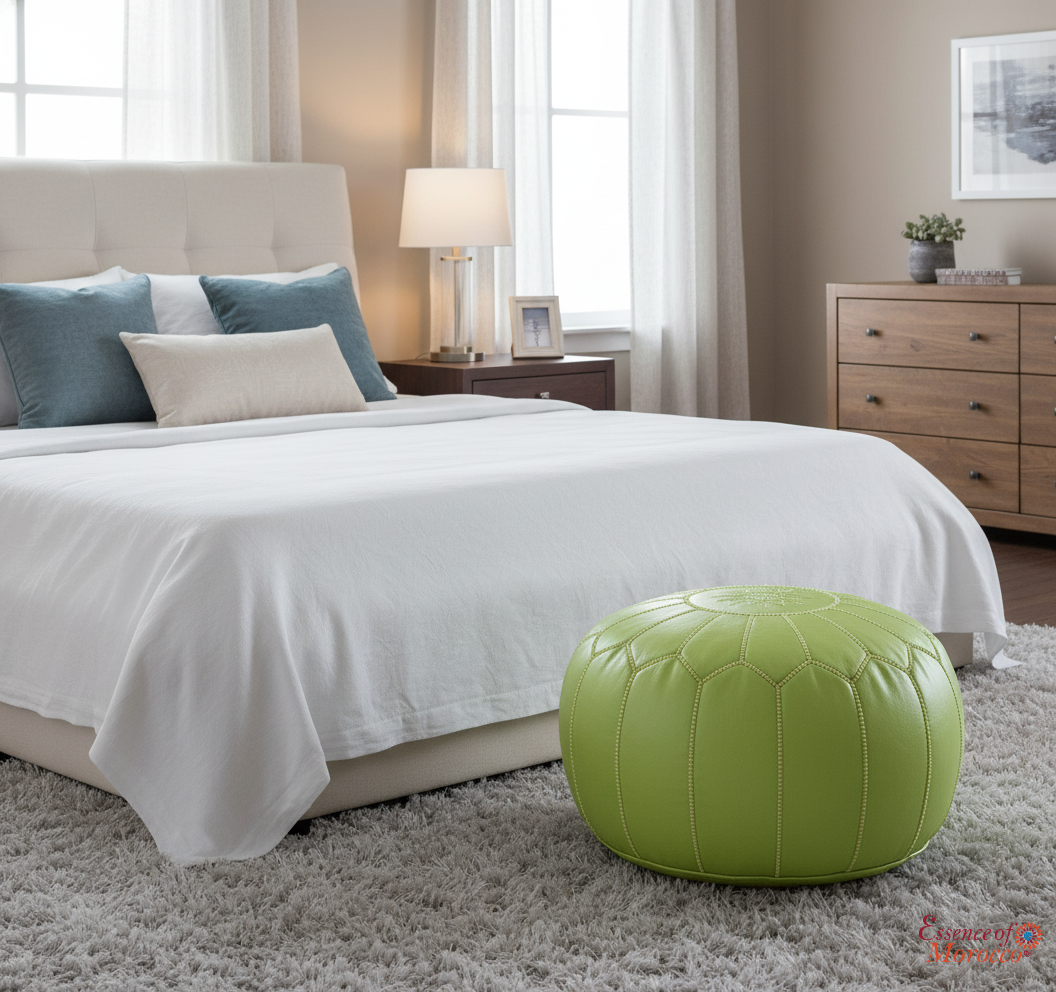Moroccan Lime Green Pouffe Pouf Ottoman Footstool COVER ONLY or STUFFED Real Leather