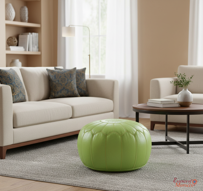 Moroccan Lime Green Pouffe Pouf Ottoman Footstool COVER ONLY or STUFFED Real Leather