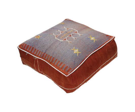 Moroccan Sabra Silk Pouf Pouffe Floor Cushion Pillow Cover Red Blue Handmade (SP4)