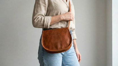 Rich Tan Leather Saddle Bag | Handmade Moroccan Crossbody Bag | Adjustable Strap | Vintage Style Cowhide