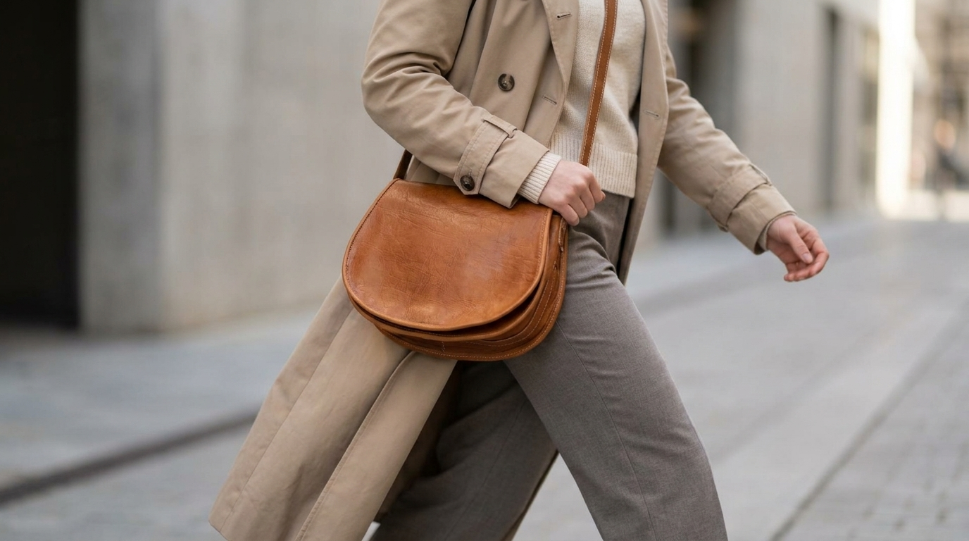 Rich Tan Leather Saddle Bag | Handmade Moroccan Crossbody Bag | Adjustable Strap | Vintage Style Cowhide