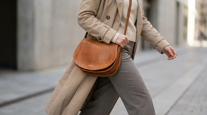 Rich Tan Leather Saddle Bag | Handmade Moroccan Crossbody Bag | Adjustable Strap | Vintage Style Cowhide