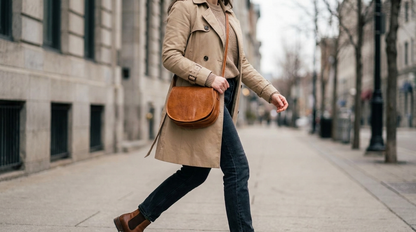 Rich Tan Leather Saddle Bag | Handmade Moroccan Crossbody Bag | Adjustable Strap | Vintage Style Cowhide