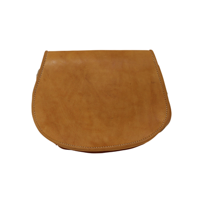 Natural Tan Leather Saddle Bag | Handmade Moroccan Crossbody Bag | Adjustable Strap | Vintage Style Cowhide