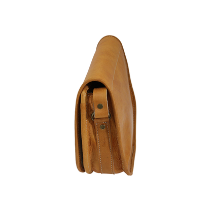 Natural Tan Leather Saddle Bag | Handmade Moroccan Crossbody Bag | Adjustable Strap | Vintage Style Cowhide