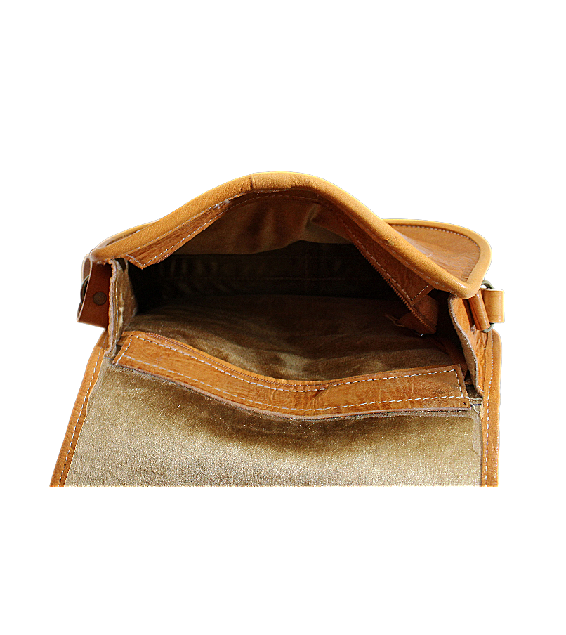 Natural Tan Leather Saddle Bag | Handmade Moroccan Crossbody Bag | Adjustable Strap | Vintage Style Cowhide