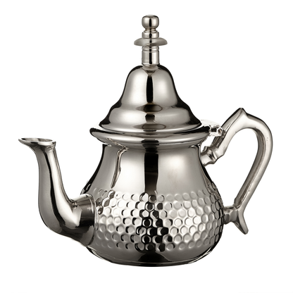 Small Moroccan Hammered Tea Set – Maillechort Teapot, 2 Glasses, Tray & Free Handle Cover