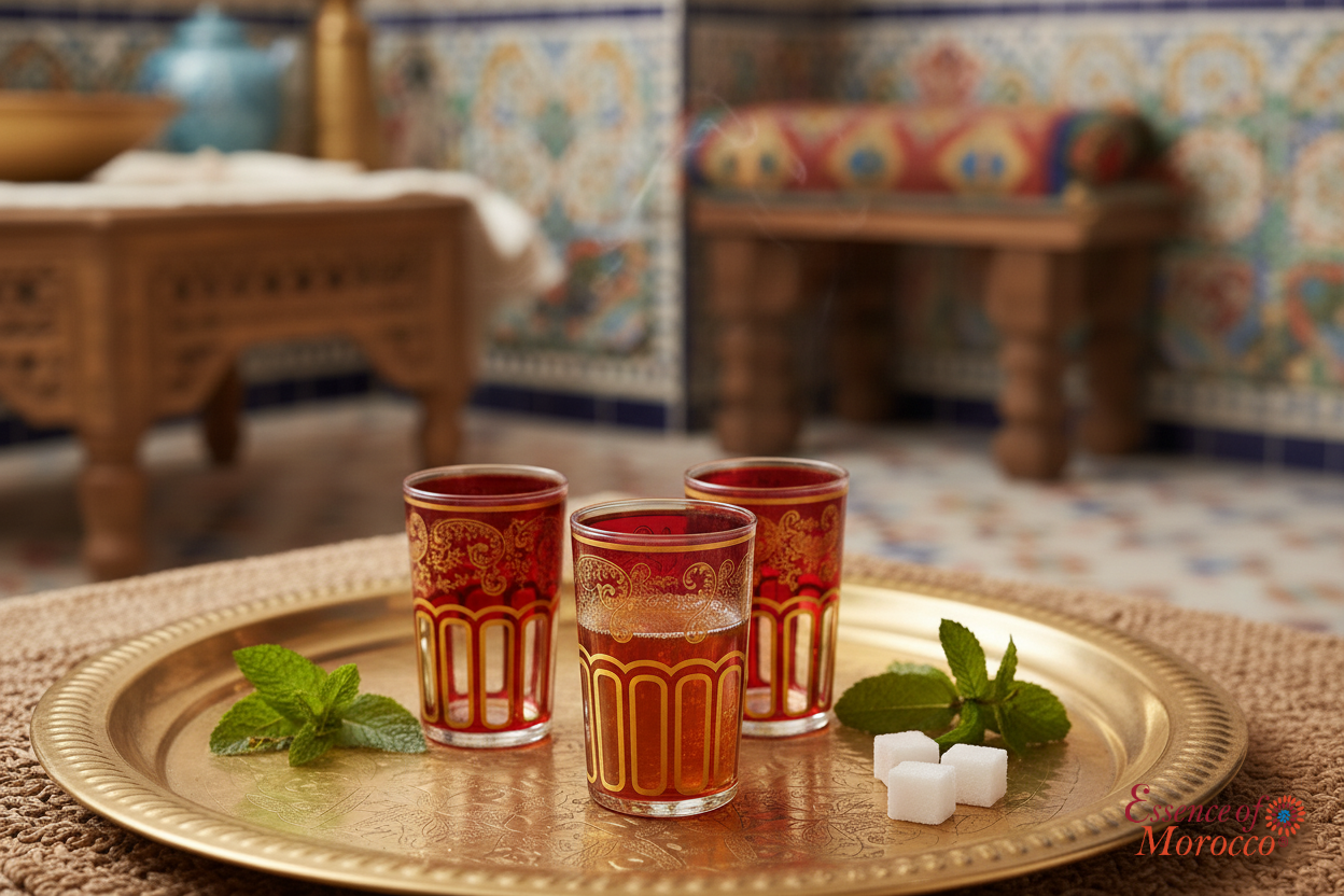 Moroccan Tea Glasses Red & Gold Beautiful Classical Design Hand Painted Hand Decorated (Pack of 6)