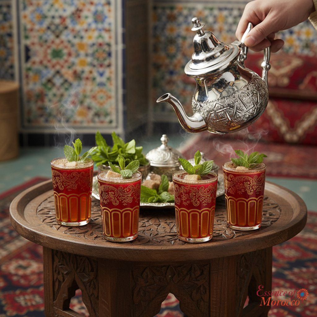 Moroccan Tea Glasses Red & Gold Beautiful Classical Design Hand Painted Hand Decorated (Pack of 6)