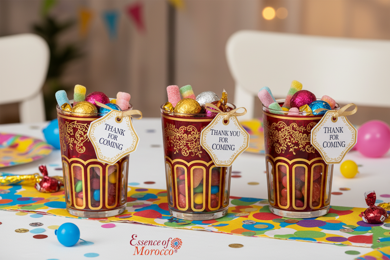 Moroccan Tea Glasses Red & Gold Beautiful Classical Design Hand Painted Hand Decorated (Pack of 6)