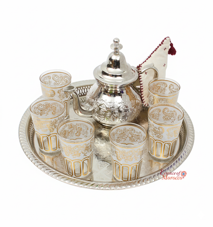 Moroccan Tea Glasses White & Gold Beautiful Classical Design Hand Painted Decorated Pack of 6 (Copy)