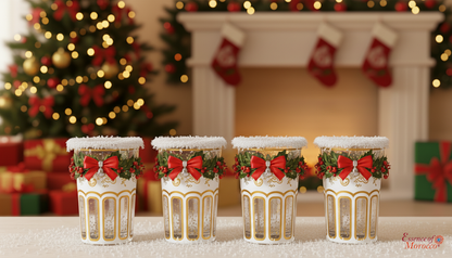 Moroccan Tea Glasses White & Gold Beautiful Classical Design Hand Painted Decorated Pack of 6 (Copy)