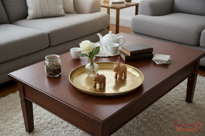 Moroccan VINTAGE BRASS TRAY Handmade Hand Engraved Large (VBT1)