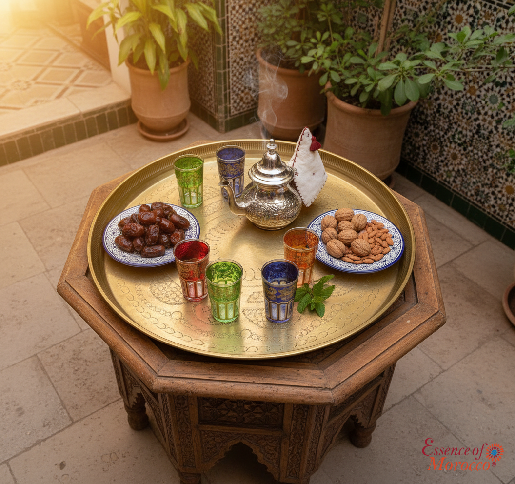 Moroccan VINTAGE BRASS TRAY Handmade Hand Engraved Large (VBT1)