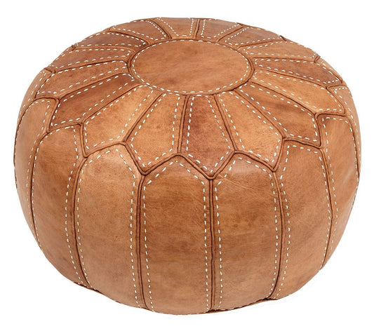 Moroccan Pouffe Pouf Ottoman Footstool in Natural Tan Leather Cover Only or Stuffed Handmade