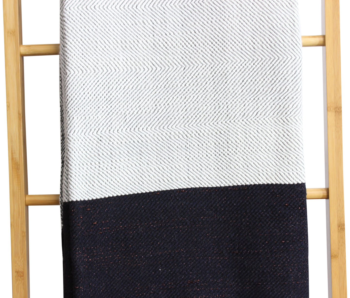 Moroccan Pompom Blanket Pom Pom Throw Bed Runner Sofa Cover Wool Hand Loomed Stripy White and Black 256 x 151 cm / 100.7 x 59.4 inch