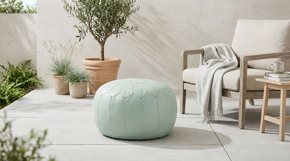 Moroccan Pastel Green Pouffe Pouf Ottoman Footstool COVER ONLY or STUFFED Real Leather