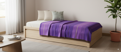 Moroccan Throw Bedspread Sofa Cover Purple Handwoven Wool Sabra Silk 270 cm x 170 cm