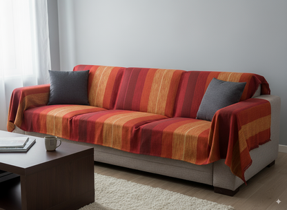 Moroccan Throw Bedspread Sofa Cover Red Handwoven Wool Sabra Silk 270 cm x 170 cm