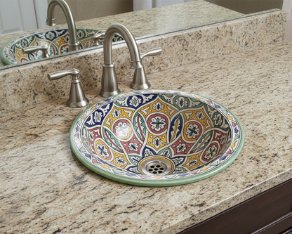 Moroccan Sink Washbasin Wash Basin Ceramic Handmade Multicolour Free Waste SW102