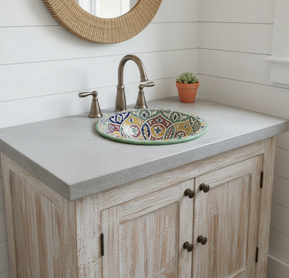 Moroccan Sink Washbasin Wash Basin Ceramic Handmade Multicolour Free Waste SW102