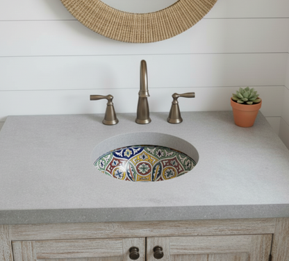 Moroccan Sink Washbasin Wash Basin Ceramic Handmade Multicolour Free Waste SW102