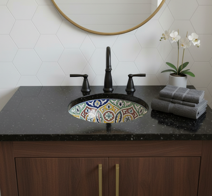Moroccan Sink Washbasin Wash Basin Ceramic Handmade Multicolour Free Waste SW102
