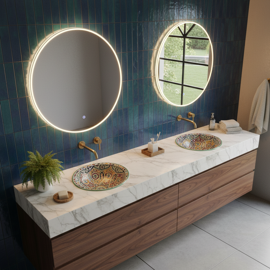 Moroccan Sink Washbasin Wash Basin Ceramic Handmade Multicolour Free Waste SW102