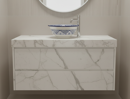 Moroccan Sink Washbasin Wash Basin Ceramic Handmade Blue Free Waste (SW121)