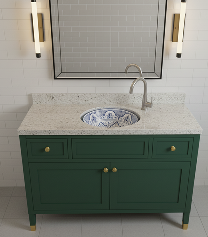 Moroccan Sink Washbasin Wash Basin Ceramic Handmade Blue Free Waste (SW121)