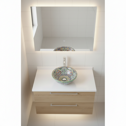 Moroccan Sink Washbasin Wash Basin Ceramic Handmade Multicolour Free Waste SW123