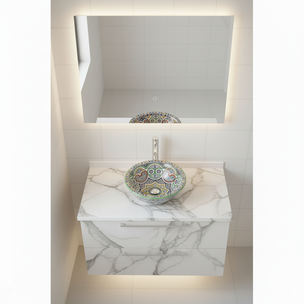 Moroccan Sink Washbasin Wash Basin Ceramic Handmade Multicolour Free Waste SW123