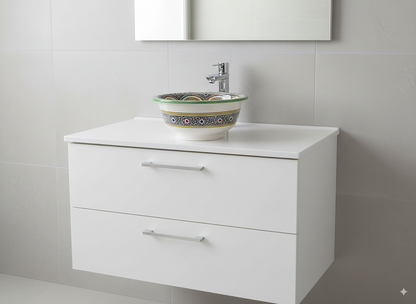 Moroccan Sink Washbasin Wash Basin Ceramic Handmade Multicolour Free Waste SW123