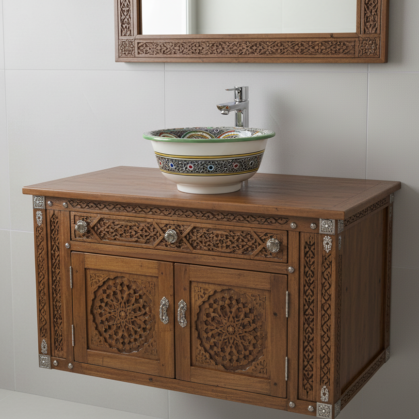 Moroccan Sink Washbasin Wash Basin Ceramic Handmade Multicolour Free Waste SW123