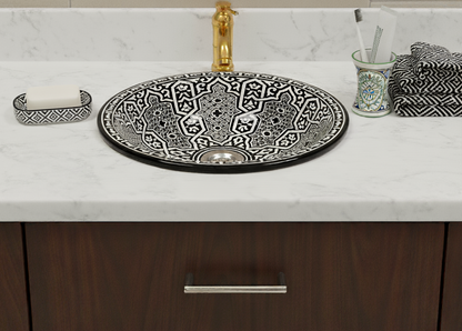 Moroccan Sink Washbasin Wash Basin Ceramic Handmade Black with Free Waste (SW124)