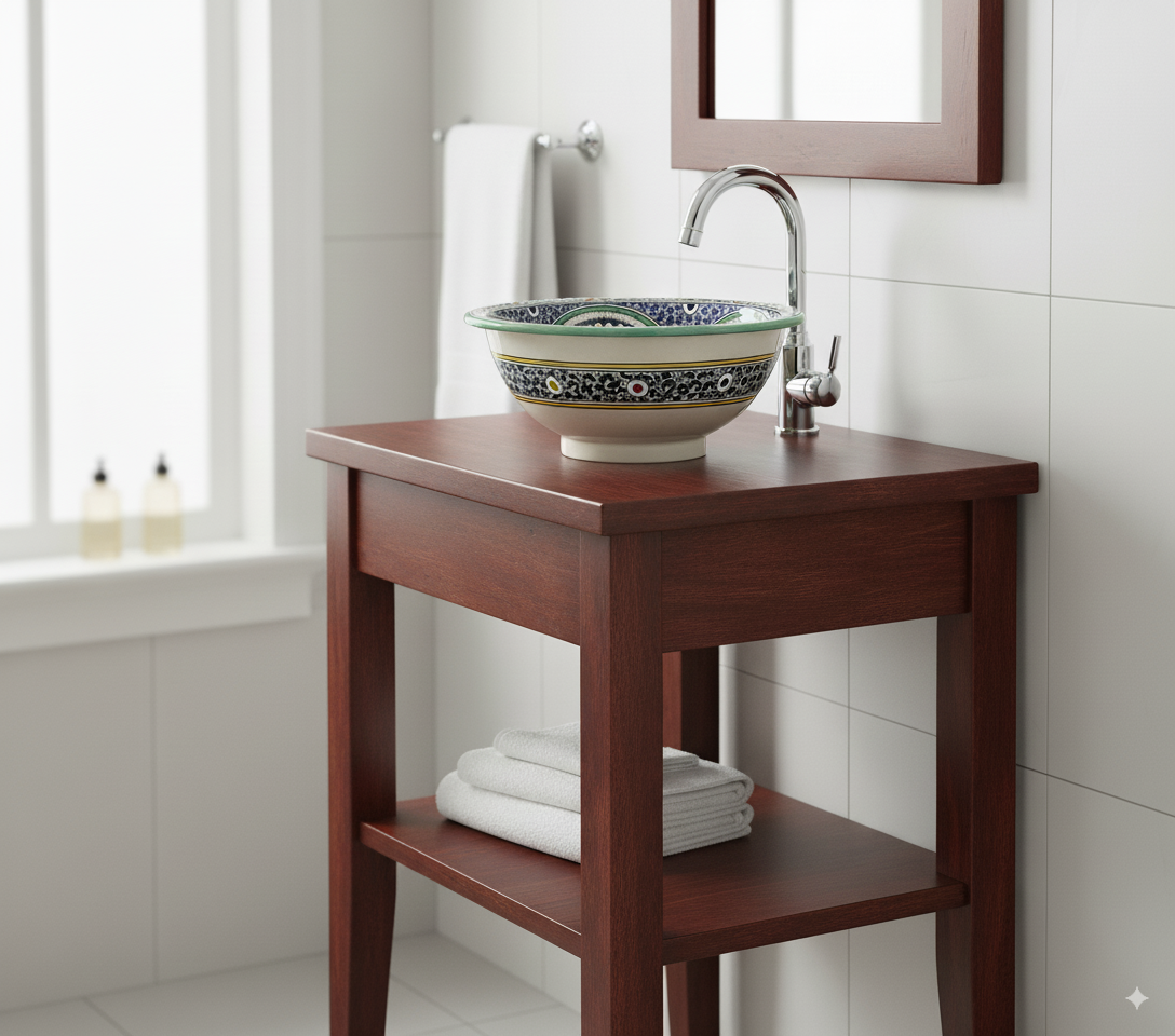 Moroccan Sink Washbasin Wash Basin Ceramic Handmade Multicolour Free Waste SW148